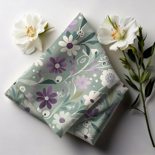 Tecido Wildflower Floral Green Mauve ID1006 (Criador carregado)