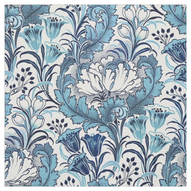 Tecido William Morris Blue Cream Padrão Floral (Modelo)