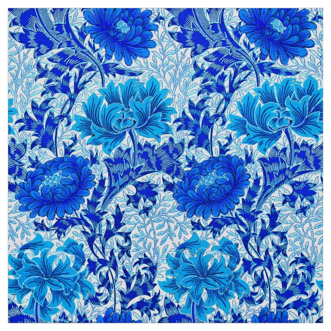 Tecido William Morris Chrysanthemums Shades de Denim Blue (Modelo)