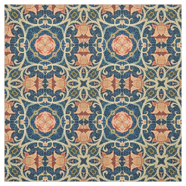 Tecido William Morris Floral Arabesque Padrão Geométrico (Modelo)