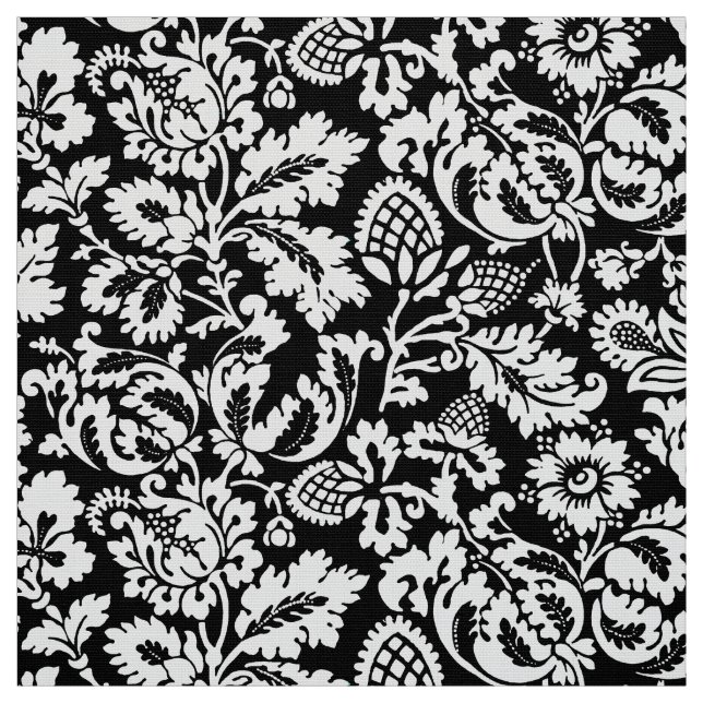 Tecido William Morris Floral Damask, Black and White (Modelo)