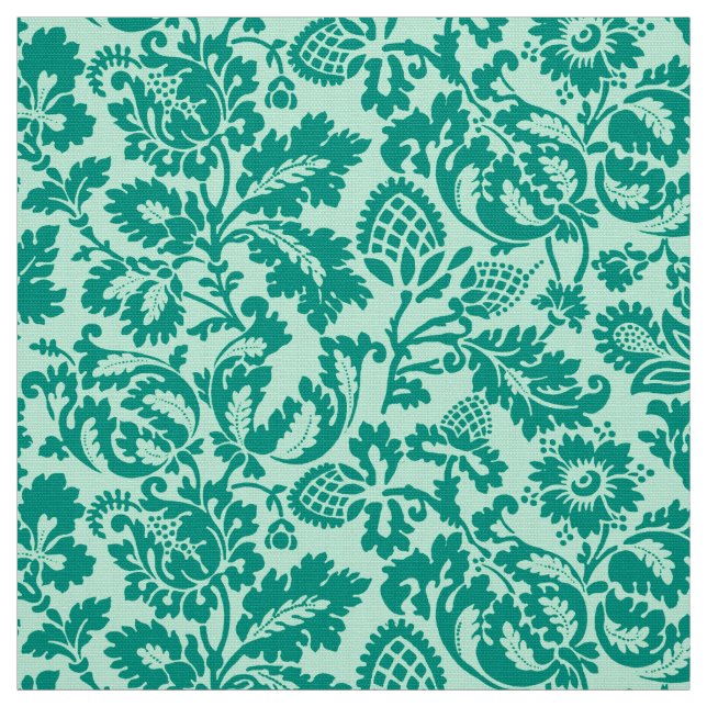 Tecido William Morris Floral Damask, Turquoise e Aqua (Modelo)