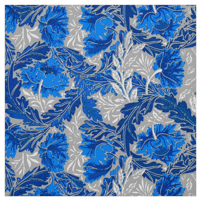 Tecido William Morris Floral, Sapphire Blue e Cinzas (Modelo)