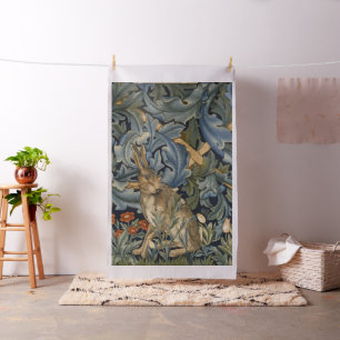 Tecido William Morris Forest Rabbit Floral Art Nouveau