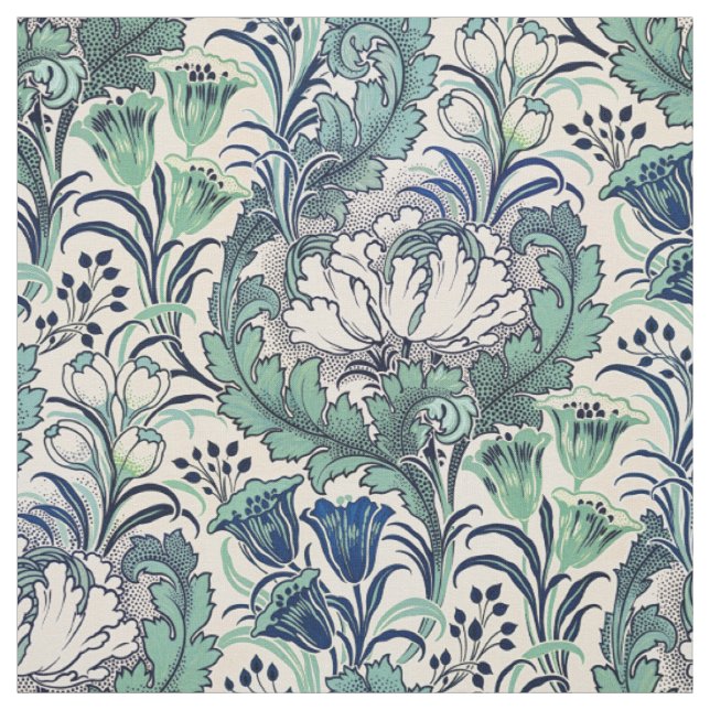 Tecido William Morris Green Teal Cream Padrão Floral (Modelo)