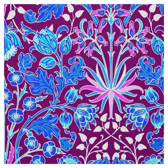 Tecido William Morris Hyacinth Impressão, Aqua e Purple (Modelo)