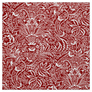 Tecido William Morris Indian, Dark Red e White