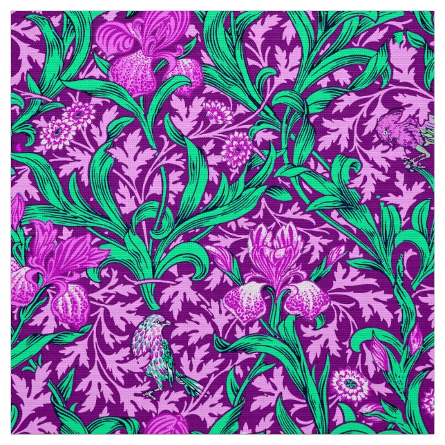 Tecido William Morris Irises, Ametista Roxo (Modelo)