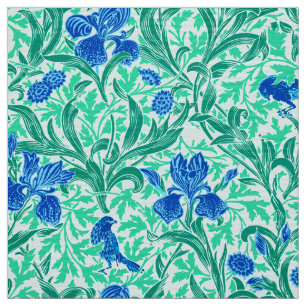 Tecido William Morris Irises, Cobalto Azul, Aqua e Teal