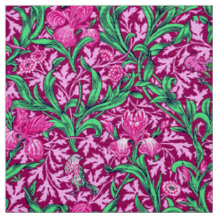 Tecido William Morris Irises, Fuchsia Pink e Wine