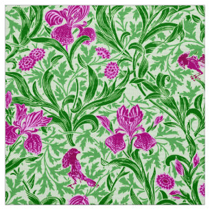 Tecido William Morris Irises, Green, Magenta e Orchid
