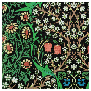 Tecido William Morris Jacobean Floral, Fundo Negro