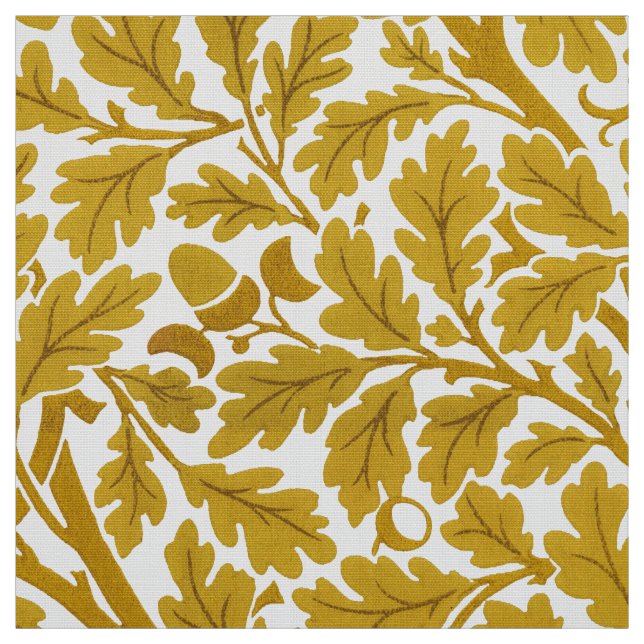 Tecido William Morris Oak Folhas, Mostarda Amarelo e Bran (Modelo)