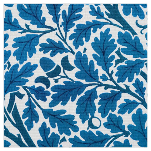 Tecido William Morris Oak Leaves, Sapphire Blue e White (Modelo)