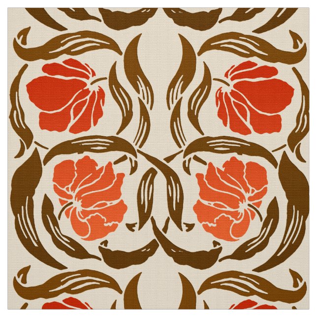 Tecido William Morris Pimpernel, Mandarin Orange & Brown (Modelo)