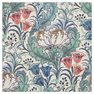 Tecido William Morris Red Blue Teal Patterno Floral