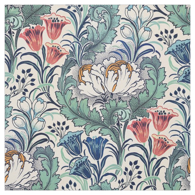 Tecido William Morris Red Blue Teal Patterno Floral (Modelo)