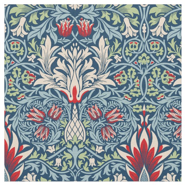 Tecido William Morris Snakeshead Fritillary Floral Design (Detalhe)