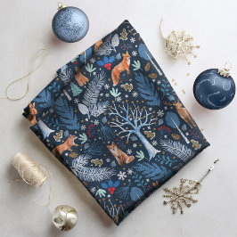 Tecido Winter Woodland Blue/Dourado ID785