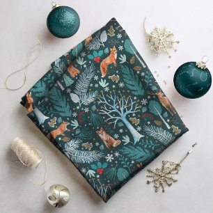 Tecido Winter Woodland Teal/Dourado ID785