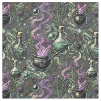 Tecido Witchy Pattern-Cauldron e Potion Design