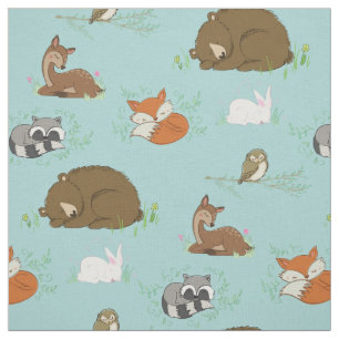 Tecido Woodland Animal Watercolor Baby Nursery