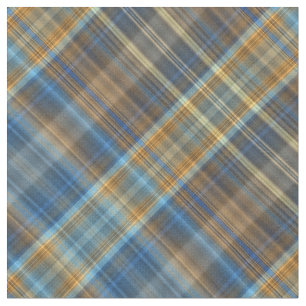 Tecido Xadrez azul e alaranjada