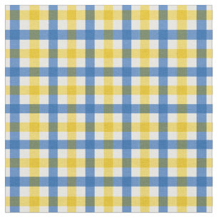 Tecido Xadrez Azul e Amarelo de Gingham de Verão/ Tartan