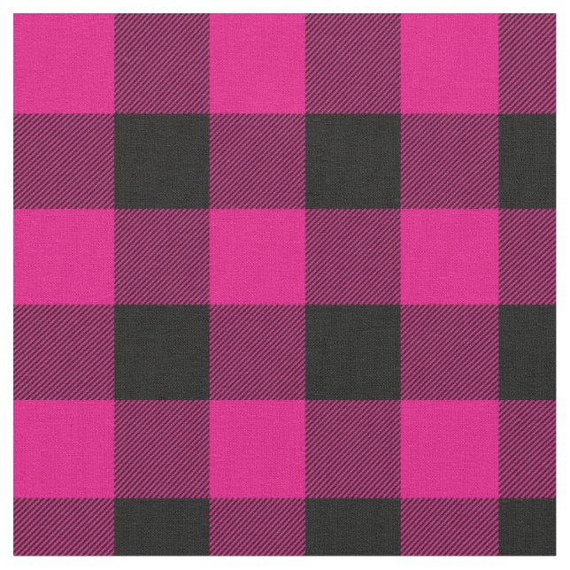 Tecido Xadrez Buffalo Rosa Quente e Preto (Detalhe)