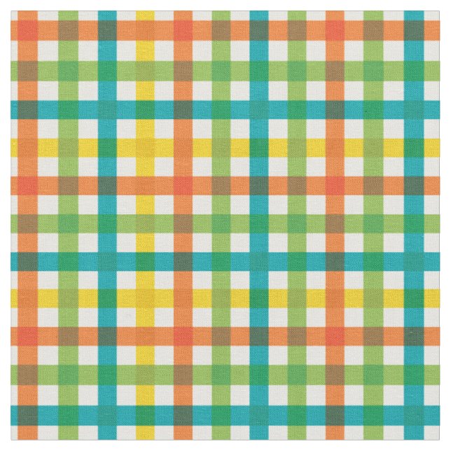 Tecido Xadrez de arco-íris verde-laranja e amarelo/Tartan (Detalhe)
