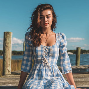 Tecido Xadrez de Buffalo Branco e Azul