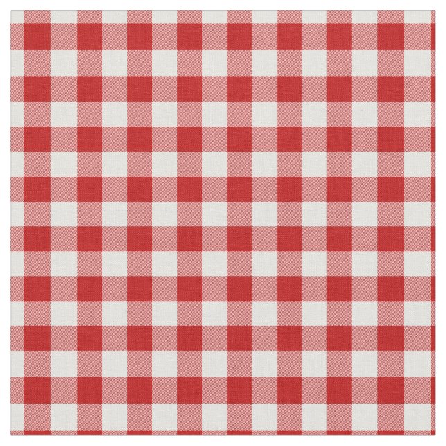 Tecido Xadrez de Buffalo - Verificação de Branco Vermelho (Detalhe)