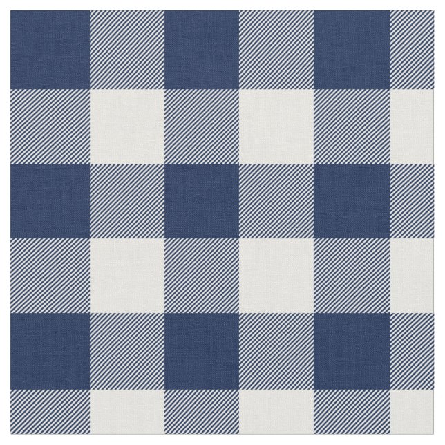 Tecido Xadrez de Gingham Branco e Azul da Meia-Noite (Detalhe)