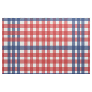 Tecido Xadrez de Gingham Vermelho, Branco e Azul