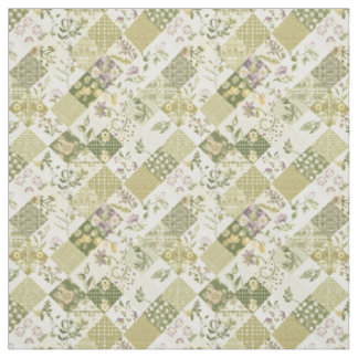 Tecido Xadrez de Lilás Verde Terroso Quilt Vintage