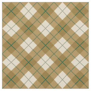 Tecido Xadrez diagonal no ouro com listra verde