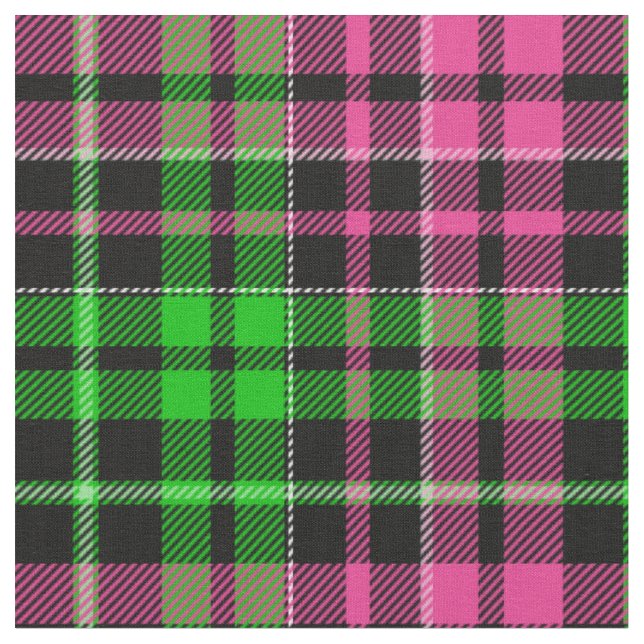 Tecido Xadrez Escocês Rosa e Verde Preto  (Detalhe)