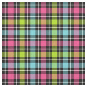 Tecido Xadrez feminino Checkered de néon