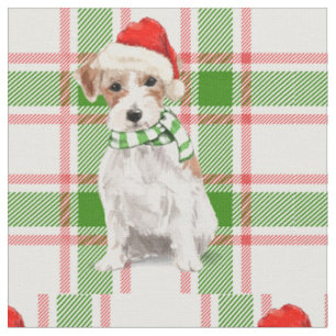 Tecido Xadrez festiva e Jack Russell Terrier Christmas