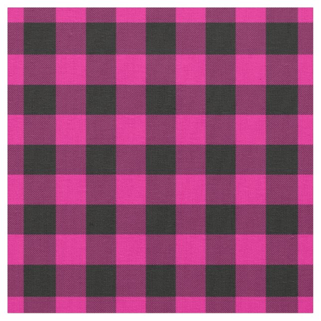 Tecido Xadrez Ginga Rosa Vibrante e Preto (Detalhe)