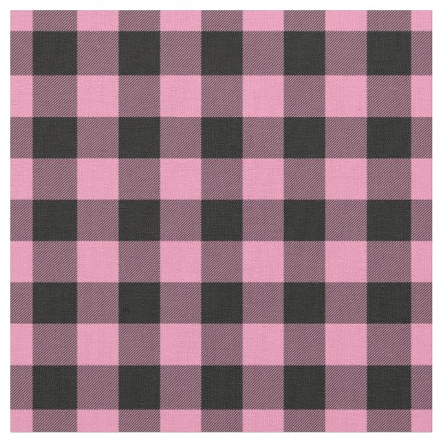 Tecido Xadrez gingham rosa claro e preto (Detalhe)