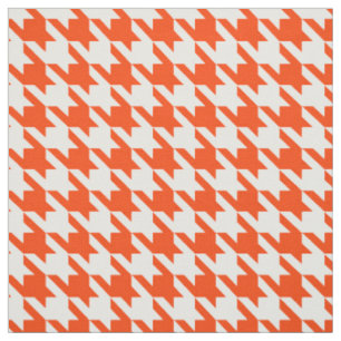 Tecido Xadrez Houndstooth Laranja Branco