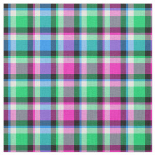 Tecido Xadrez magenta, verde, e azul brilhante