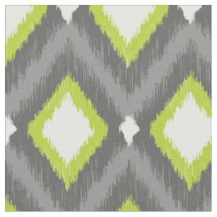 Tecido Xadrez Tribal Ikat Cinza e Verde