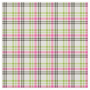 Tecido Xadrez Vintage Rosa Quente e Verde Lima