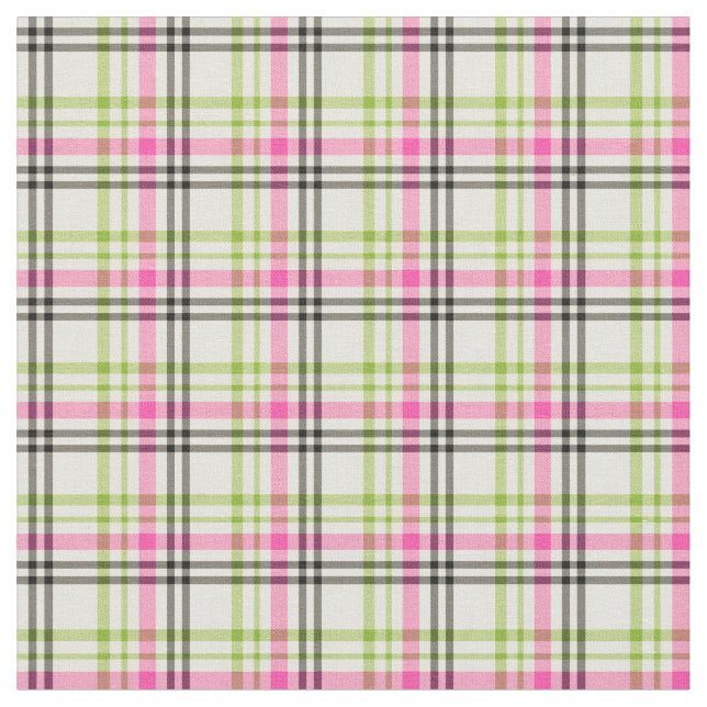 Tecido Xadrez Vintage Rosa Quente e Verde Lima (Detalhe)