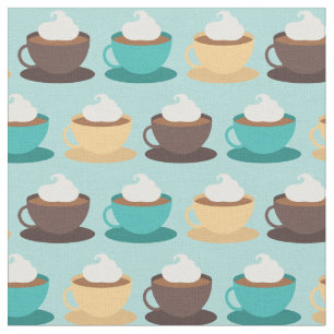 Tecido Xícaras de Café Barista Fofo Café Comida Bebida