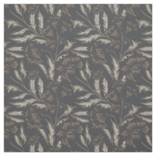 Tecido Xintz floral preto monocromático