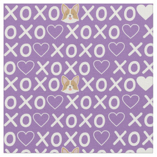 Tecido Xo xo amor cão. Bom coração. Rosa pastel