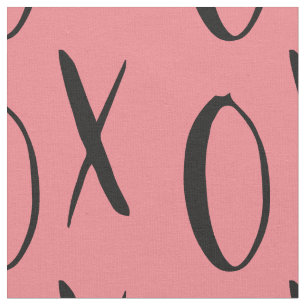 Tecido XOXO cor-de-rosa e preto